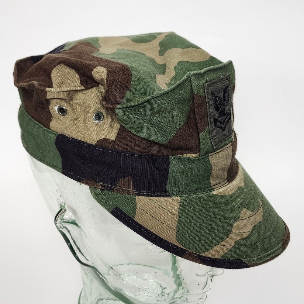 US Military 8 Point Utility Cap Woodland Camo Sekri‎ Industries Small Navy E6
